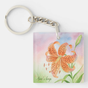 Porte-clefs Élégant botanique personnalisé du lys tigre