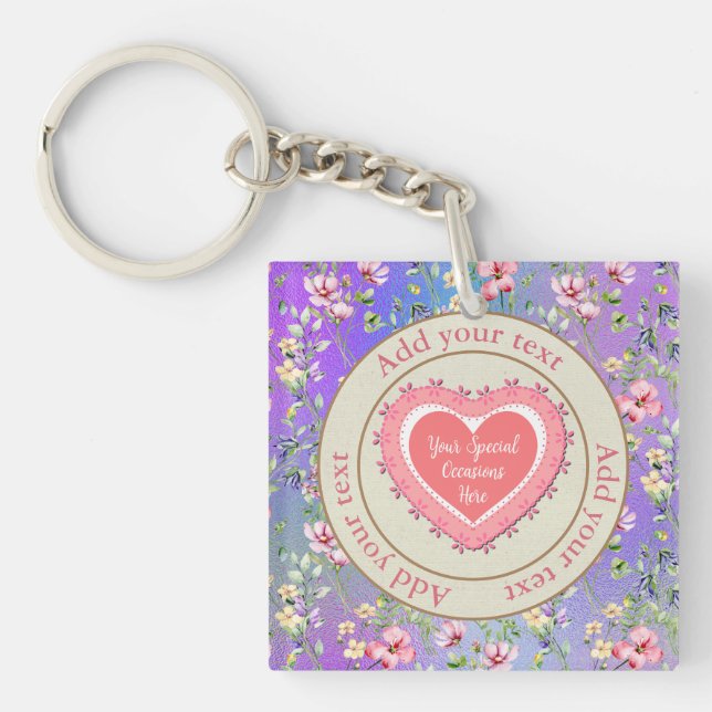 Porte-clefs Elégant cadre de coeur floral : pour chaque occasi (Devant)