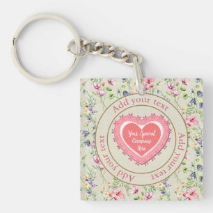 Porte-clefs Elégant cadre de coeur floral : pour chaque occasi
