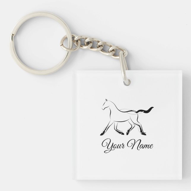 Porte-clefs Élégant cheval en couleur noire (Devant)