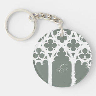Porte-clefs Élégant Chic Minimal Gothique Typographie Vert Sau
