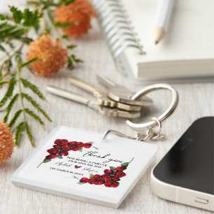 Porte-clefs Élégant Chic Romantique Roses Rouges Floral