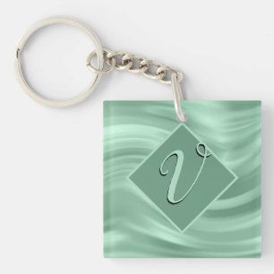 Porte-clefs Élégant Chic Turquoise Swirl Monogramme Initiale S