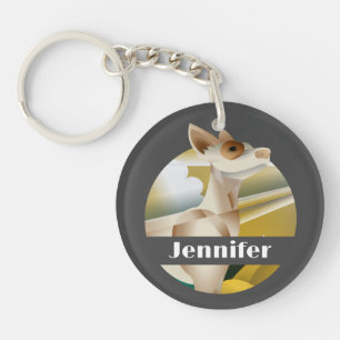 Porte-clefs Elégant chien art déco nom personnalisé