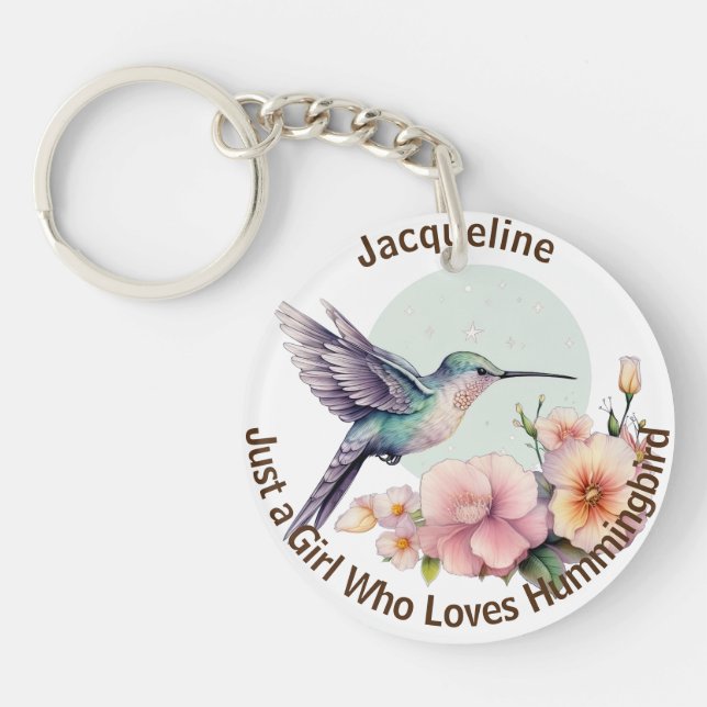 Porte-clefs Élégant colibri bleu violet Customisé (Devant)