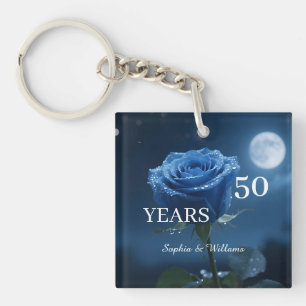 Porte-clefs Élégant conservation florale - Romantique bleu Ros