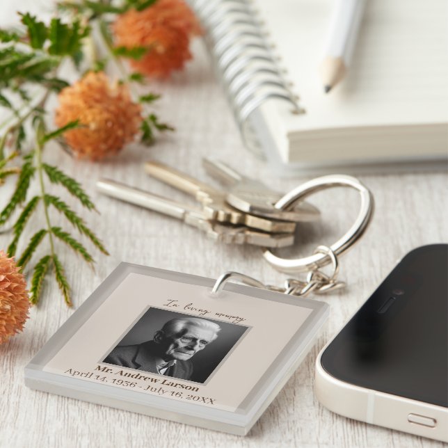 Porte-clefs Élégant dans l'amour mémoire funéraire (Devant Droit)