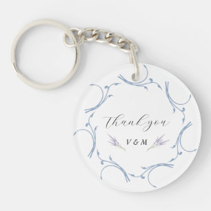 Porte-clefs Elégant Dusty bleu clair Cercle style Merci