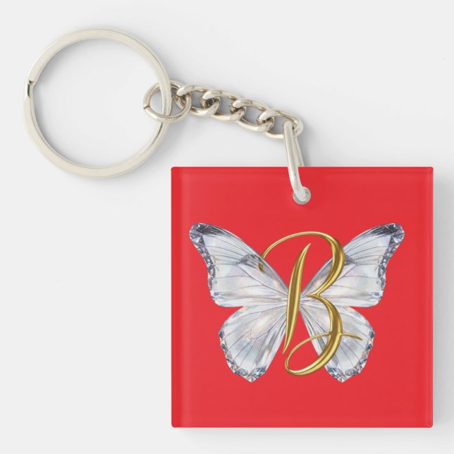 Porte-clefs Elegant Floral Butterfly Letter B - Artistic Monog (Devant)