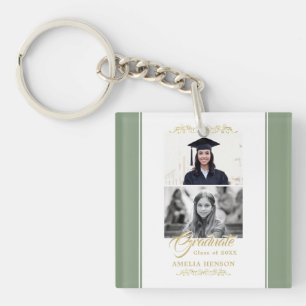 Porte-clefs Elégant Gold Ornament Graduation Party 2 Photo