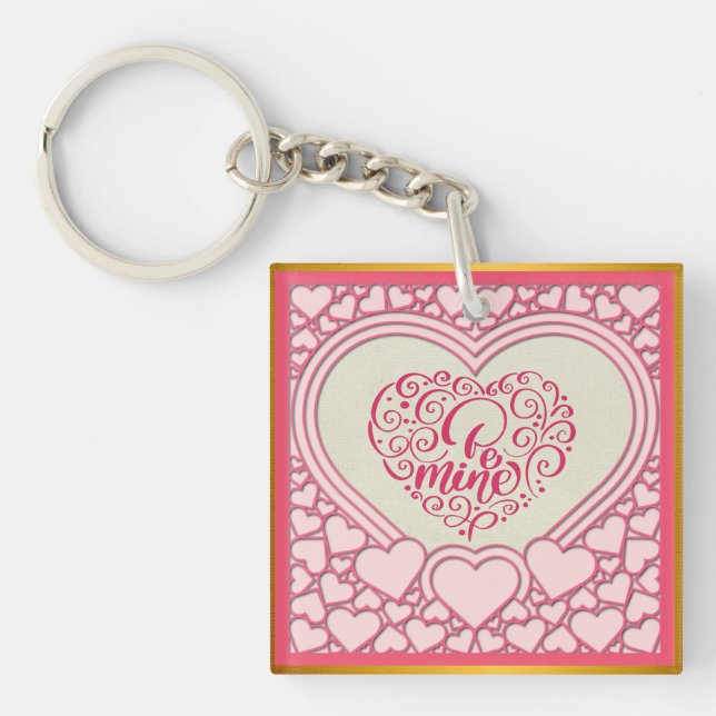 Porte-clefs Élégant Heureuse Sainte-Valentin de coeur rose élé (Devant)