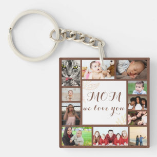 Porte-clefs Elegant Maman We Love You Photo Collage