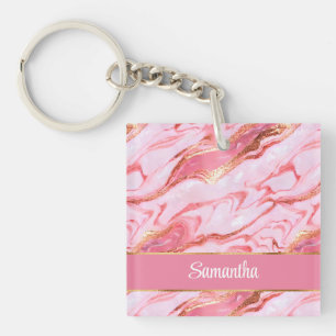 Porte-clefs Elégant marbre rose et or Foil personnalisé