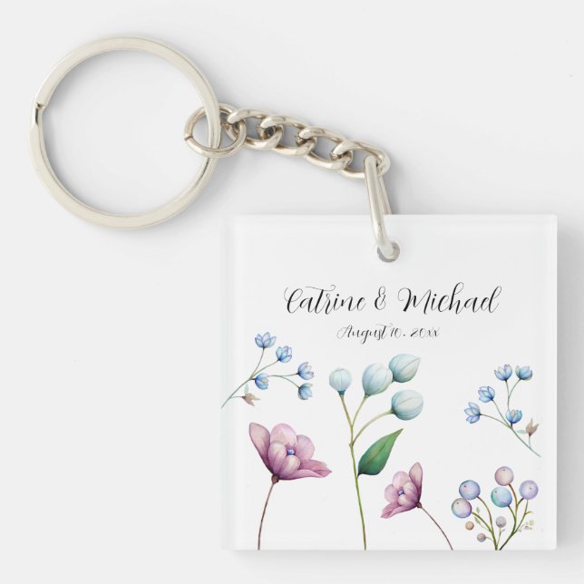 Porte-clefs Élégant Mariage Floral Soft Botanical Romance (Devant)