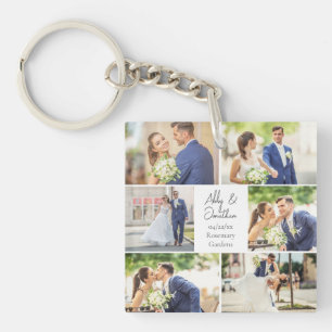 Porte-clefs Élégant mariage marié marié couple photo Collage