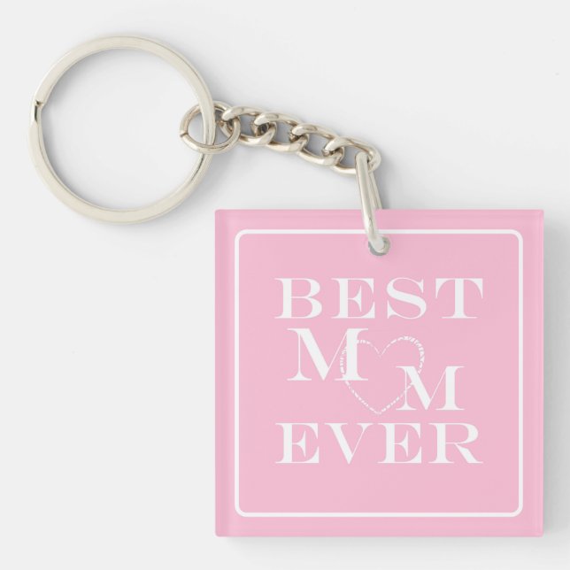 Porte-clefs Elégant, mignon "Meilleure maman jamais" Coeur bla (Devant)