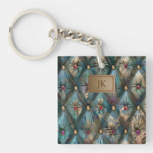 Porte-clefs Élégant Moderne Vintage Cuir Diamants Colorés