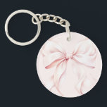 Porte-clefs Élégant Monogramme Bow rose<br><div class="desc">Porte - clé rose mignonne et charmant avec un design Monogram rose moelleux et une illustration de l'arc délicate.</div>