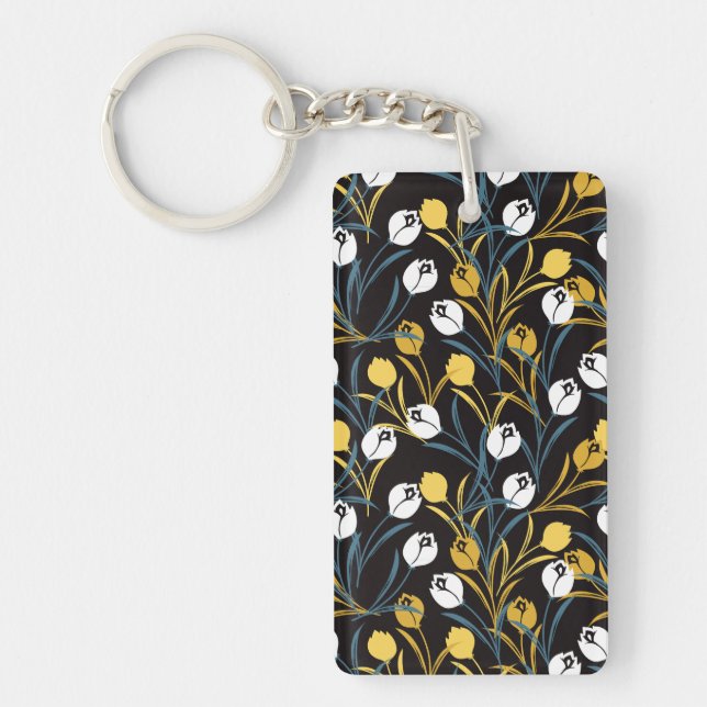 Porte-clefs Élégant motif floral de Tulipe (Devant)