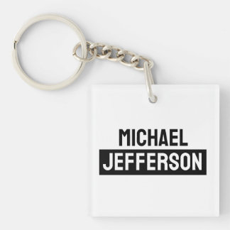 Porte-clefs Élégant noir blanc clair personnalisé