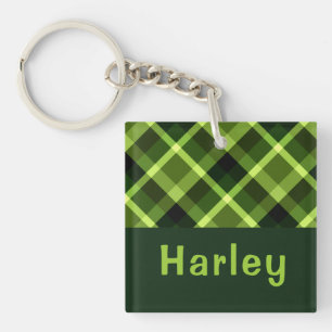 Porte-clefs Elégant Pea vert Pâte Monogramme Carré Porte - clé