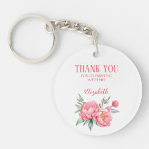 Porte-clefs Elégant Pink Peony Botanical Brunch Anniversaire