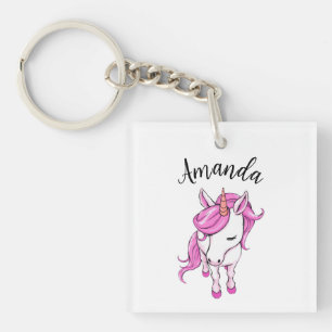 Porte-clefs Élégant Pink Unicorn Nom de la fille