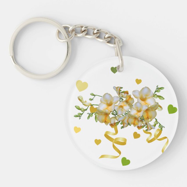Porte-clefs Élégant Porte - clé avec coeur et fleurs (Devant)