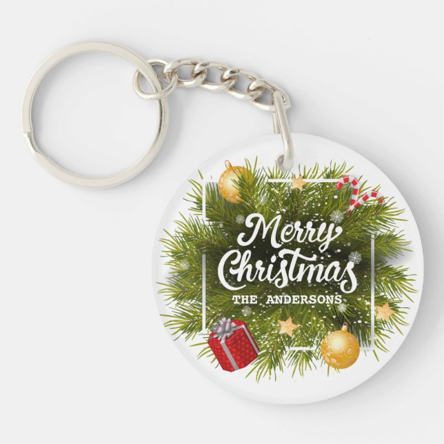 Porte-clefs Élégant Porte - clé personnalisé d'arbre de Noël (Devant)