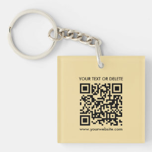Porte-clefs Élégant QR Code moderne or couleur or double face