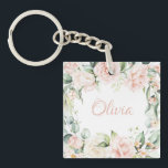 Porte-clefs Elégant rose Aquarelle Fleurs Personnalisées<br><div class="desc">Elégante douce rose floral aquarelle filles porte - clé. C'est joli pour cette fille. Cadeaux parfaits pour vos demoiselles d'honneur et mariage de femmes. C'est l'accessoire parfait pour n'importe quelle fille.</div>