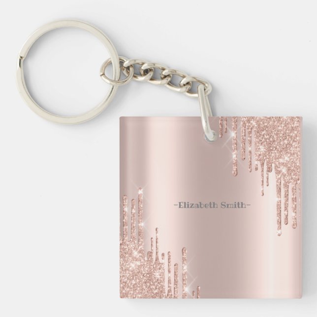 Porte-clefs Élégant rose doré (Devant)