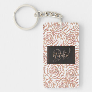 Porte-clefs Elégant rose romantique or rose motif image