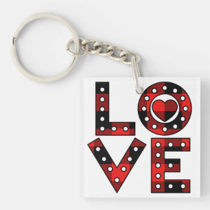 Porte-clefs Élégant Simple Minimal Red Heart LOVE Valentine's