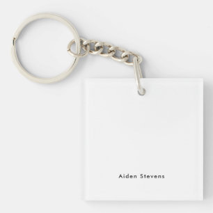 Porte-clefs Élégant Simple Noir & Blanc Minimaliste