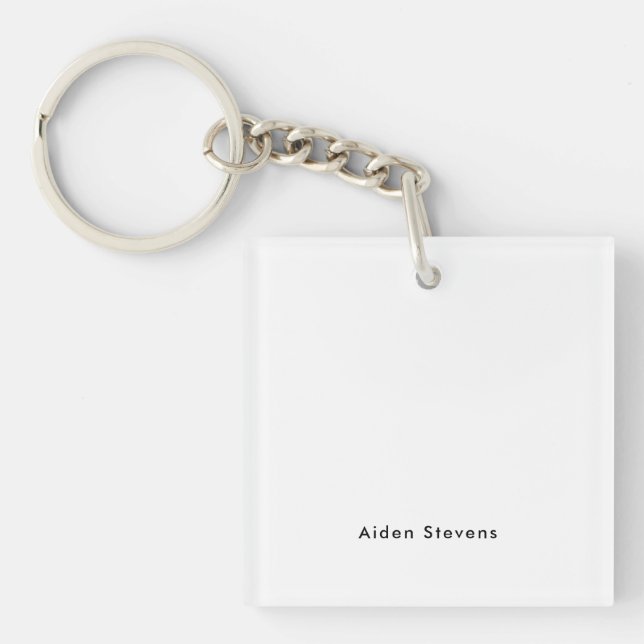 Porte-clefs Élégant Simple Noir & Blanc Minimaliste (Devant)