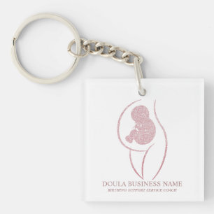 Porte-clefs Élégant soutien de naissance à paillettes en or ro