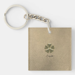 Porte-clefs Élégant Trèfle Saint-Patrick Cuir