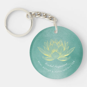 Porte-clefs Élégant Turquoise Gold Lotus YOGA instructeur de m
