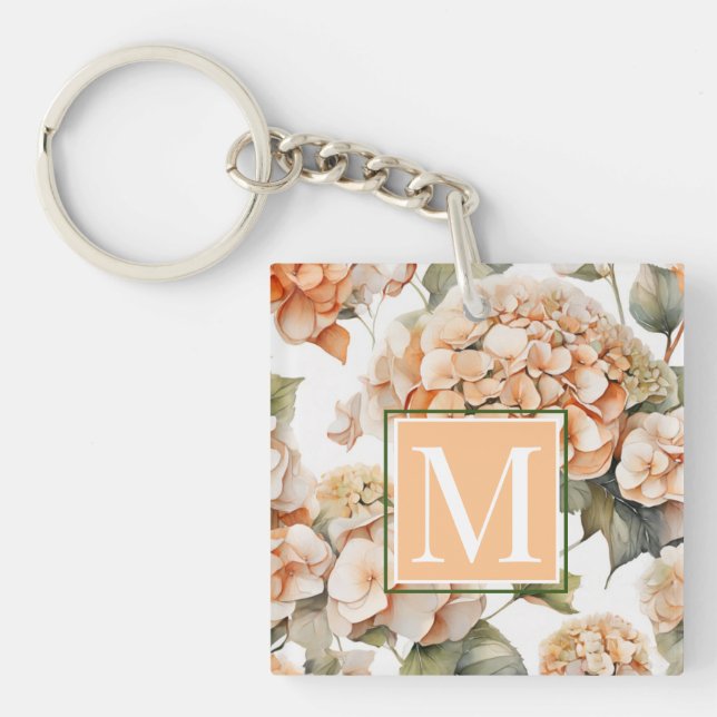 Porte-clefs Elégante aquarelle blanche vert orange boho (Devant)
