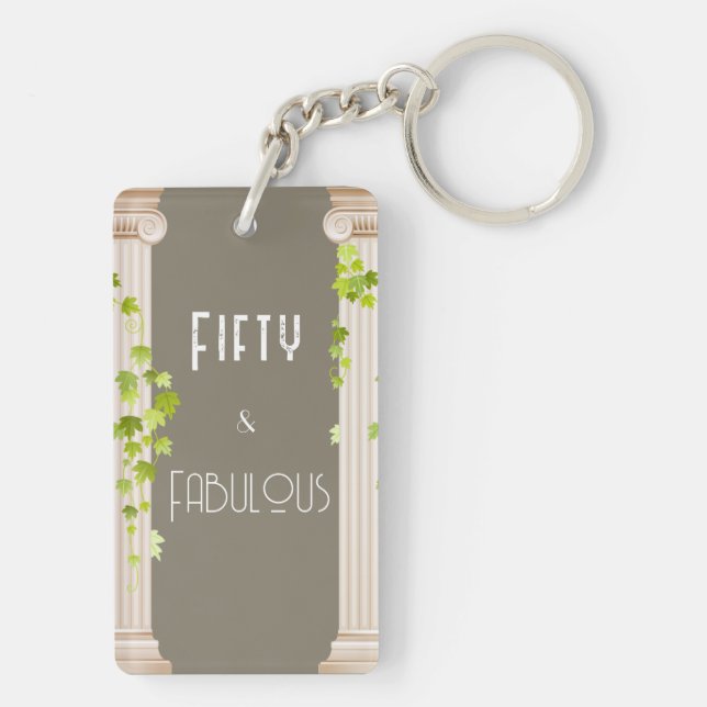 Porte-clefs Elégante Cinquante Fabuleux Anniversaire Thème gre (Dos)