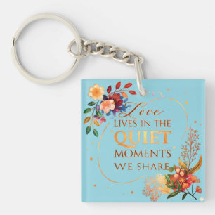 Porte-clefs Élégante citation artistique florale en or