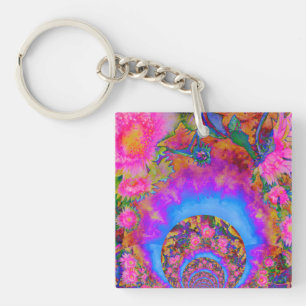 Porte-clefs Elégante couleur rose boho rétro tournesol