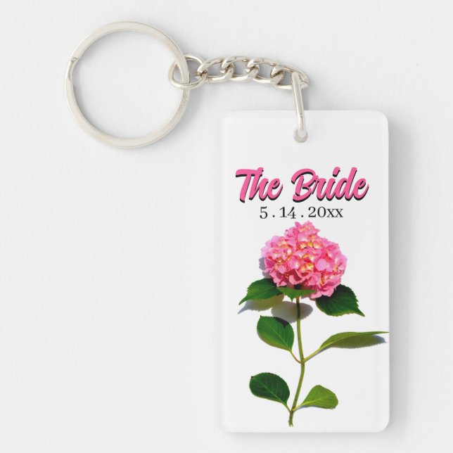 Porte-clefs Élégante fleur rose florale hydrangea rose (Devant)