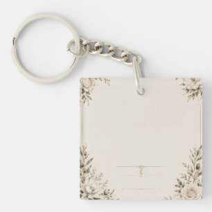 Porte-clefs Élégante invitation de mariage en ivoire avec cham