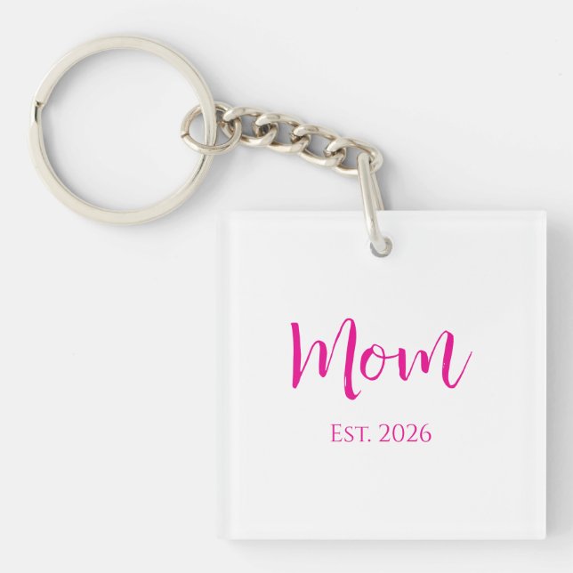 Porte-clefs Elégante nouvelle maman Hot rose Typographie Fête  (Devant)