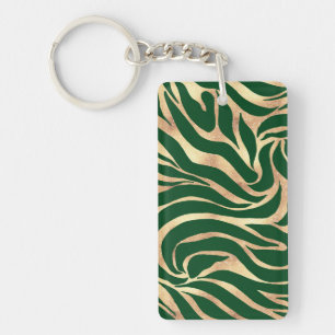 Porte-clefs Elégante Parties scintillant d'or Zebra Green Pos