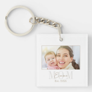 Porte-clefs Élégante photo moderne de nouvelle maman année d'é