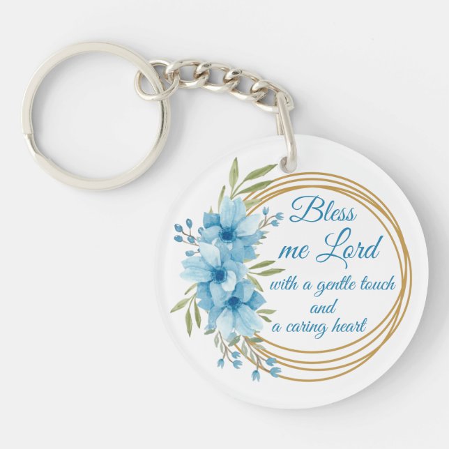 Porte-clefs Élégante prière florale personnalisée infirmière (Devant)