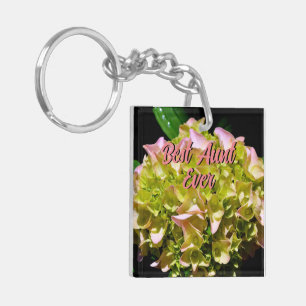 Porte-clefs Élégantes fleurs d'Hydrangée vert jaune rose